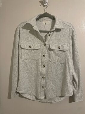 Ultra Flirt Knit Button Front Shirt Jacket Heather Grey XS (253)